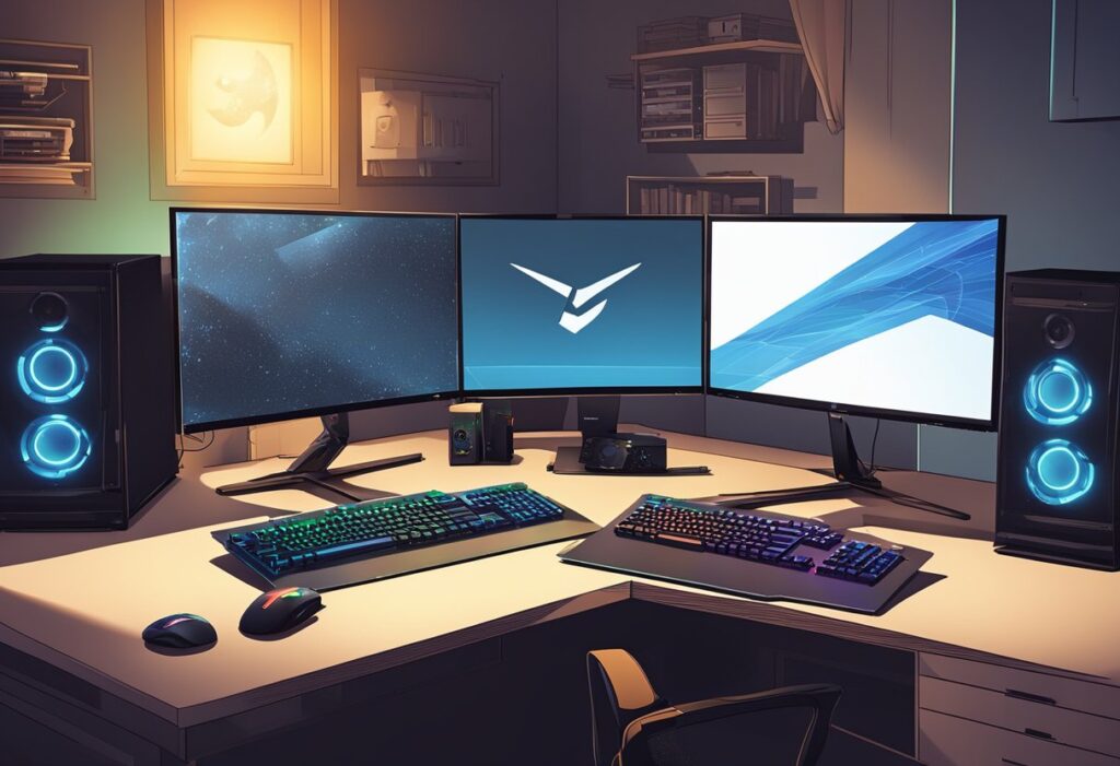 Fortnite PC Specs Requirements - desktop with 3 monitors