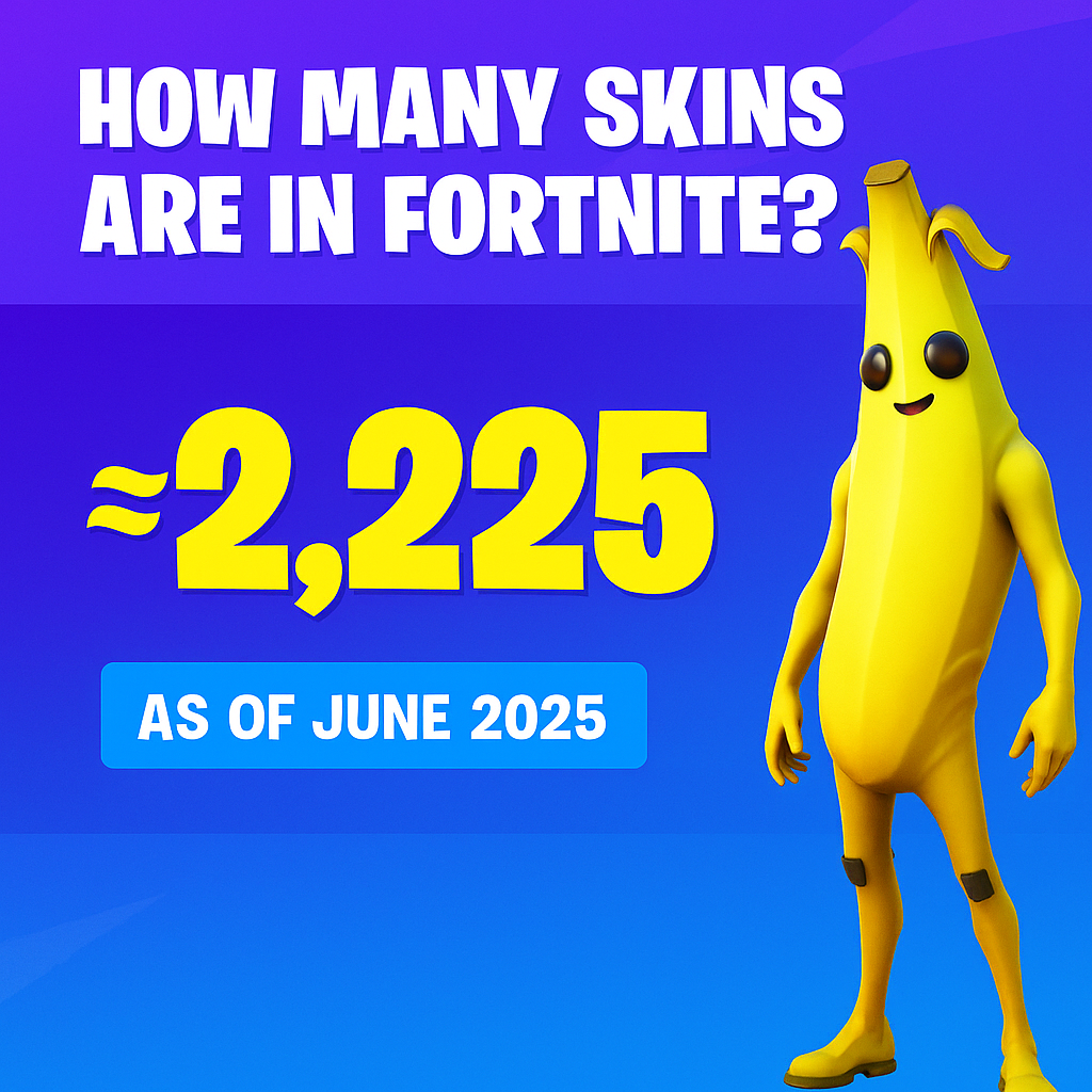 how many skins are in fortnite answered around 2225